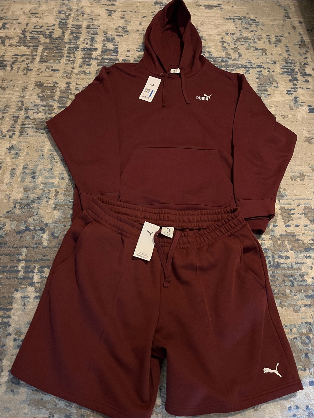Puma Deep Maroon Hoodie and Shorts Set